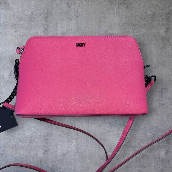 DKNY Crossbody Bag Pink/Fuchsia Bryant Double Zip Crossbody NWT - Picture 1 of 16